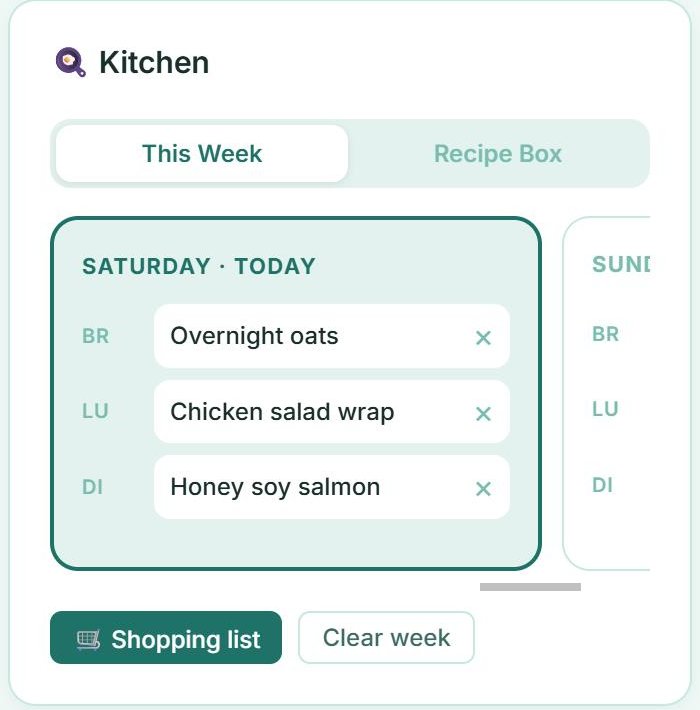 The kitchen planner in the Siera Life app