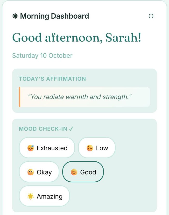 The morning dashboard in the Siera Life app